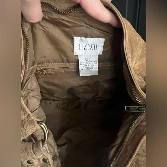 Vintage Lizden Suede Leather Ruffled Hobo Shoulder Bag - Picture 5 of 5